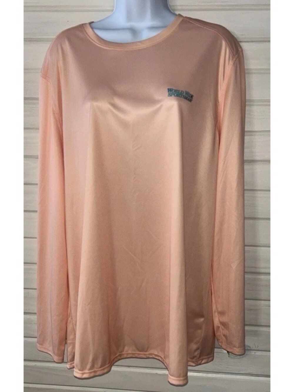 NWT World Wide Sportsman Sz XXL Women's Angler Crew Neck L/S Shirt Peach